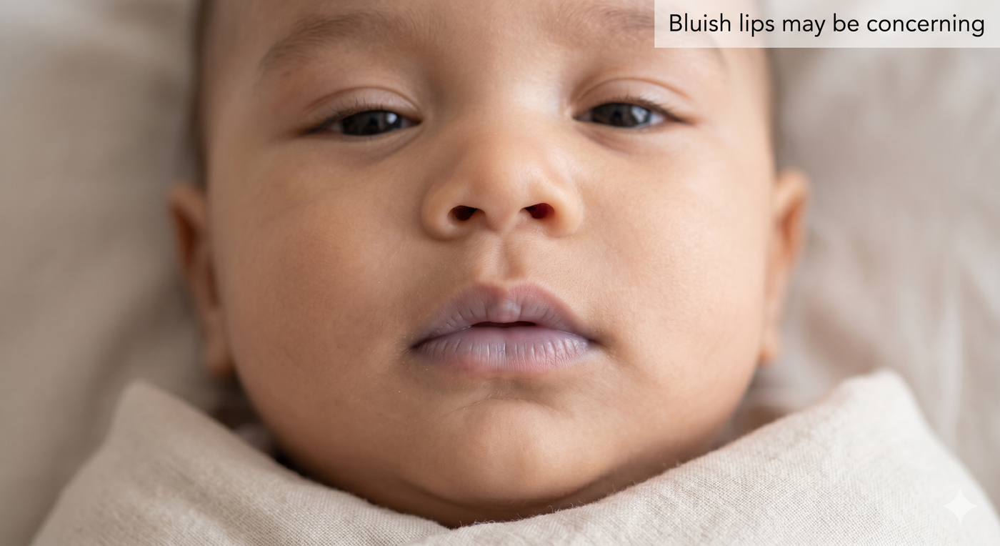 Cyanosis — blue color around the lips in an infant