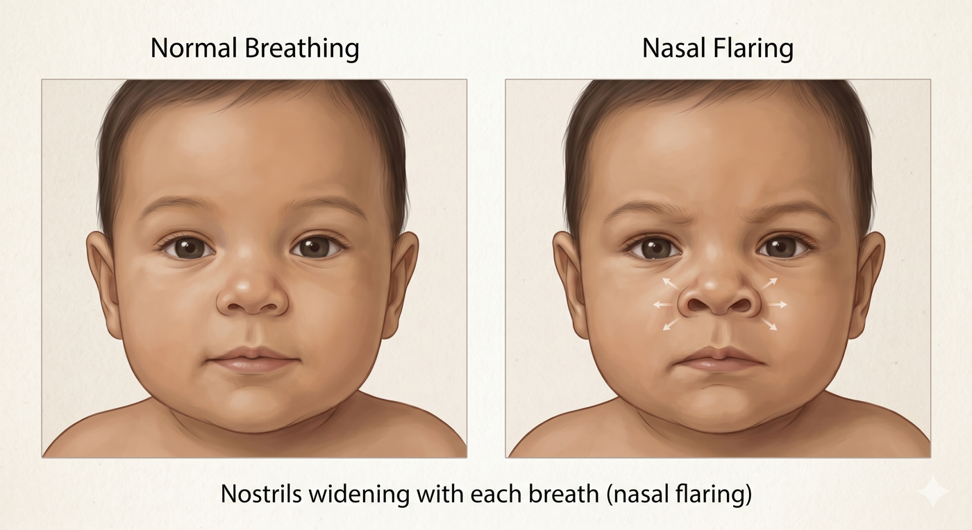 Nasal flaring in an infant
