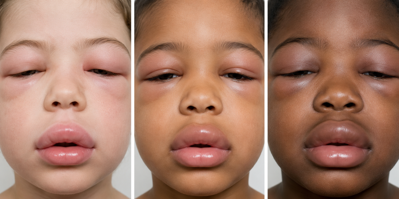Swollen lips in a child with allergic reaction